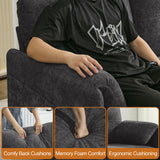 WUTUTUEE 65" Chenille Loveseat Sofa, Modern 2-Seater Love Seat Couch with Armrest Pillows, Storage Pockets, Easy Assembly, Upholstered Tufted Loveseat Couches for Living Room Bedroom, Dark Grey WUTUTUEE