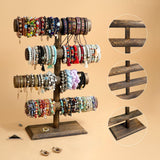 LadyRosian 4 Tier Wooden Display Jewelry Accessory Stand Bracelet Holder Bangle Watch Necklace Storage Stand Organizer, Brown LadyRosian