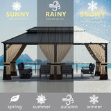 ASJMR 12x20ft Hardtop Gazebo Double Roof, outdoor pavilion with 2-layer hard top galvanized iron frame garden tent, suitable for courtyards, backyards, decks, and grass ASJMR