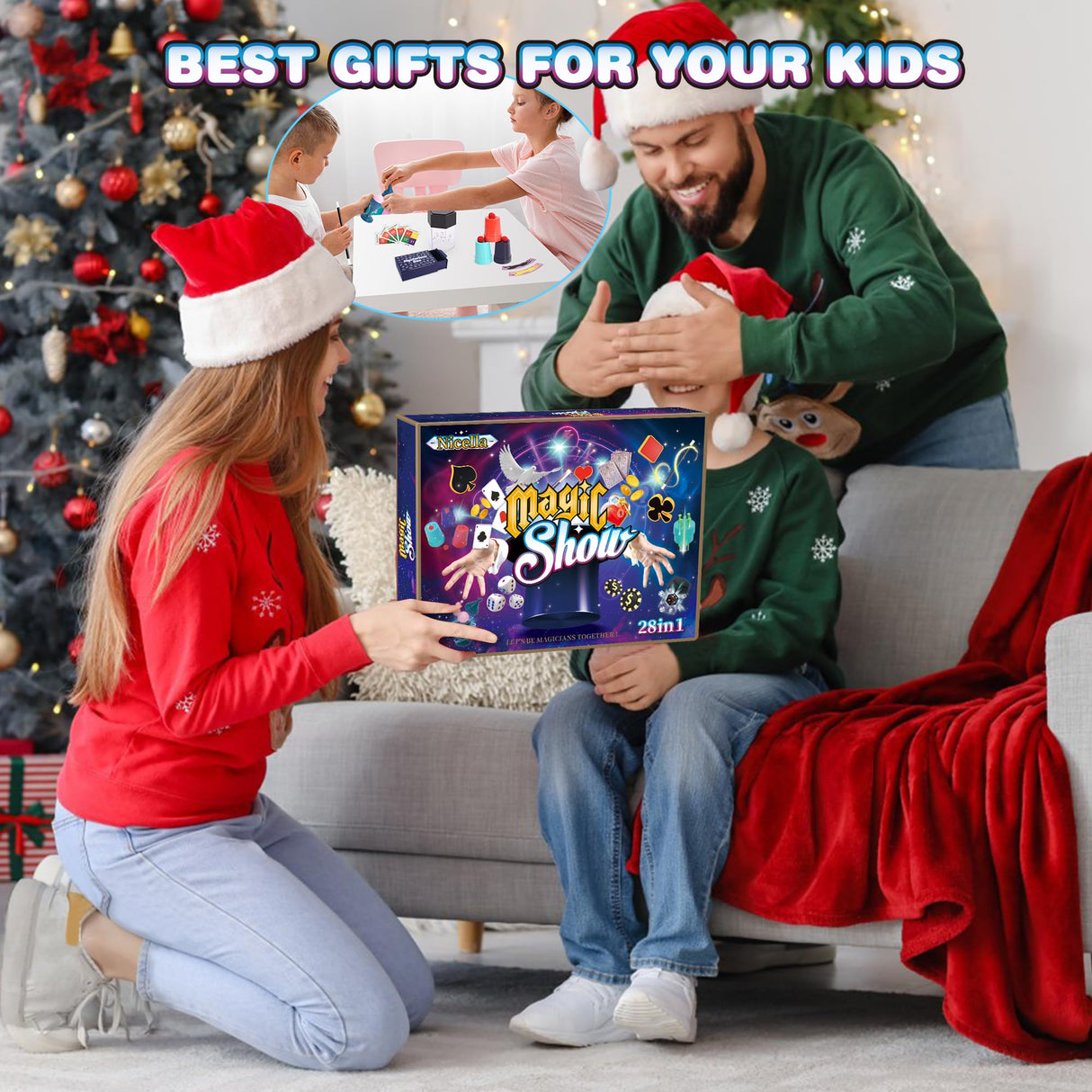 Nicella Magic Kit - 200+Magic Tricks for Kids Age 6-8, Magic Set with Manual and Video for Beginners and Kids, Christmas Halloween Birthday Gifts Toys for Ages 6 7 8 9 10 11 12 Years Old Boys Girls Nicella