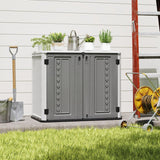 ZZM Outdoor Storage Shed Diamond Texture 4x3FT Horizontal Shed | 34 Cu.Ft Waterproof Resin Cabinet with Double-Wall | UV-Resistant & Lockable for Garden Tools, Bikes, Patio Furniture (Grey-White) ZZM
