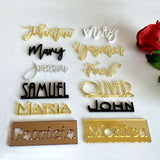 Personalized Wedding Acrylic Place Cards Wooden Laser Cut Names Custom Place Name Settings Guest Names Escort Cards Calligraphy Names Modern New Font Customized Name Plaque Business Card Holders FranJohnsonHouse