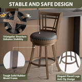 PrimeZone Swivel Bar Stools Set of 4-26" Counter Height Barstools with Backs, Faux Leather Bar Stool with Solid Wood Footrest & Nailhead Trim, Modern Counter Stools for Kitchen Island & Pub, Black PrimeZone