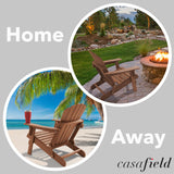Casafield Oversized Folding Adirondack Chair, Set of 2 Cedar Wood Outdoor Fire Pit Lounge Chairs for Patio, Deck, Yard, Lawn and Garden Seating, Partially Pre-Assembled - Espresso Casafield