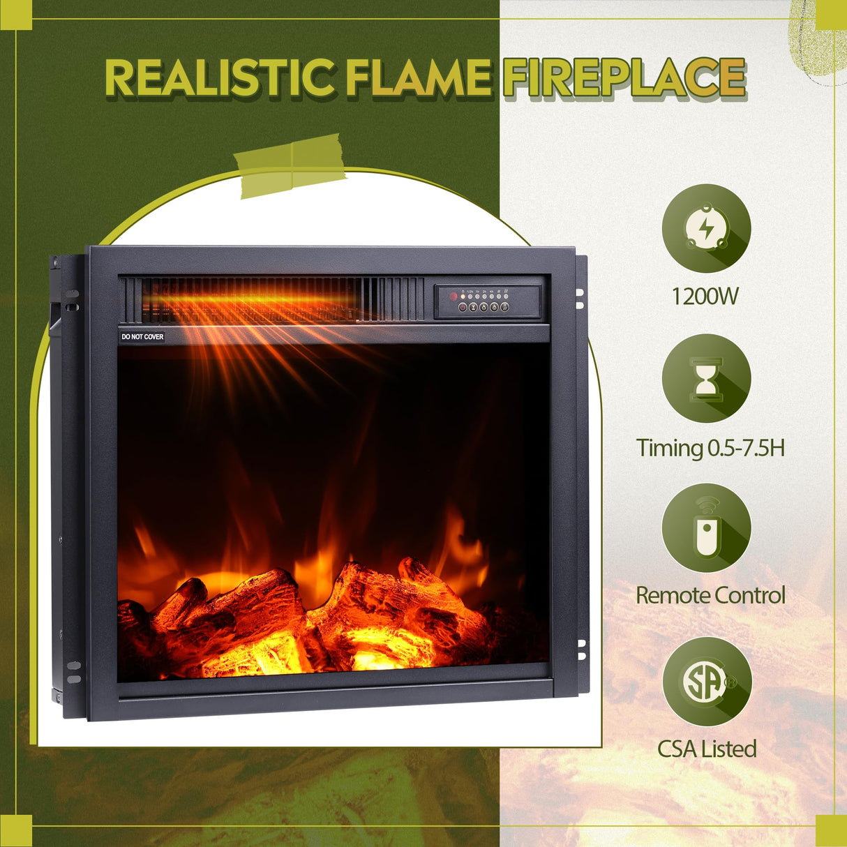 WLIVE Fireplace TV Stand for 65" TV, Entertainment Center with 18 Inch Electric Fireplace, TV Console with Open Shelves for Living Room and Bedroom, White WLIVE