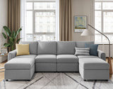 LINSY HOME Modular Sectional Sofa, Convertible U Shaped Sofa Couch with Storage, Memory Foam, Modular Sectionals with Ottomans, 6 Seat Sofa Set with Chaise for Living Room, Grey LINSY HOME