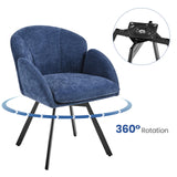 Yaheetech Swivel Accent Chair, Flower Chenille Armchair, Vanity Chair Side Chair with 360-Degree Swivel Base and Seat Cushion for Living Room/Bedroom/Home Office/Makeup, Blue Yaheetech