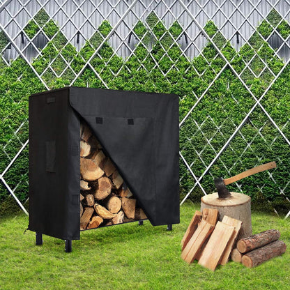 ZNCMRR Firewood Log Rack Cover, 4 Feet 600D Oxford Heavy Duty Outdoor Waterproof All-Weather Outdoor Protection for Firewood Rack Cover, 48" x 24" x 42" (4 Feet, Black) - WoodArtSupply