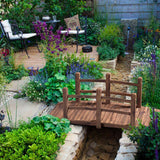 5 FT Wooden Garden Bridge, Classic Wood Arc Footbridge w/Safety Rails & 400 lbs Capacity, Decorative Pond Bridge for Outdoor Garden Yard Back Yard Creek Farm WoodArtSupply