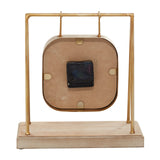 Deco 79 Wood Pendulum Clock with Wood Base, 10" x 5" x 11", Gold Deco 79