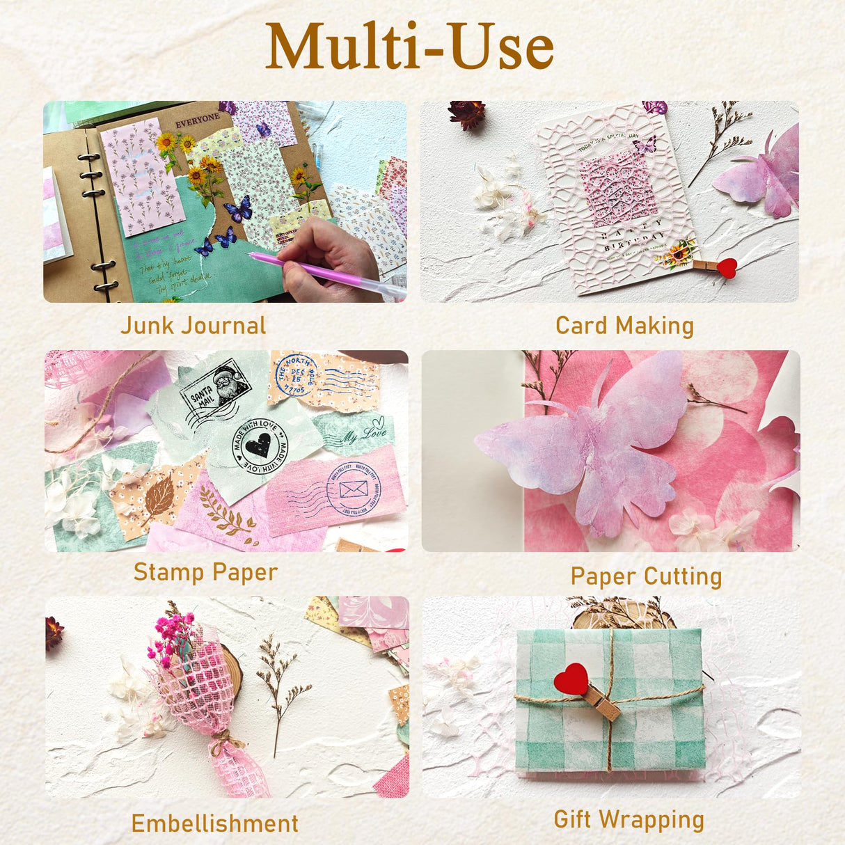 YOJO Scrapbook Paper, 317PCS Scrapbook Supplies Kit, Texture Aesthetic Decorative Craft Paper Include Stickers for Planner, Bullet Journaling, Junk Journal, Craft Gifts for Women Girls YOJO