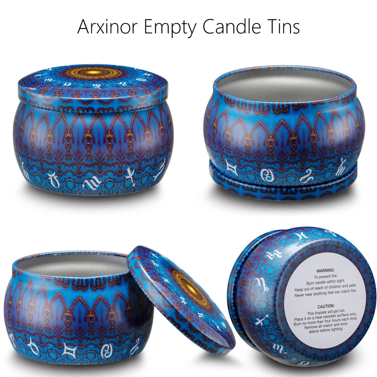 Arxinor Empty 2.5 oz Candle Tins Candle Jars 28 Pcs 28 Patterns, Candle Making Kits, with Wicks, Wick Holders & Stickers Arxinor