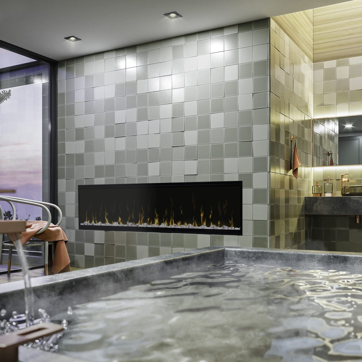 Dimplex IgniteXL 60" Built-in Linear Electric Fireplace (Model: XLF60), 8530/5118 BTU, 240/120 Volt, 2500/1500 Watt, Black DIMPLEX