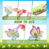 12 Pieces Spring Diamond Painting Keychain 5D DIY Diamond Painting Kit Spring Hanging Diamond Art Kits Flower Gnome Butterfly Spring Ornaments for Kids Crafts Family Decor Ferraycle