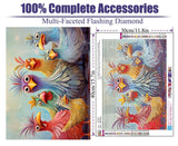 BOHADIY Chicken Diamond Art Kits for Adults, Round Full Drill Diamond Painting Kits for Beginners Gem Art Painting Kits, DIY 5D Diamond Dots Painting with Diamond Arts and Crafts Wall Decor 12x16inch BOHADIY