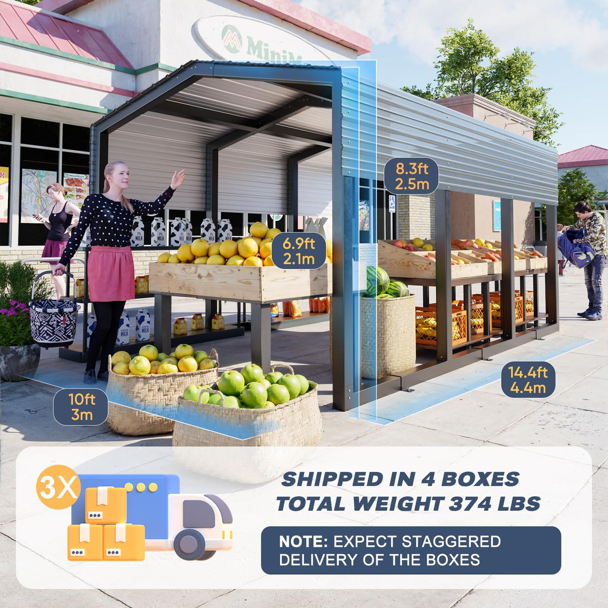 Carport Metal 10x15 FT, Heavily Reinforced Car Garage Kit with Extra Crossbeams Kits, Auto Shelters with Steel Roof and Enhanced Base, Snow Resistance Vehicle Shed, Ports for Tractors,Boat,Truck K Knowbody