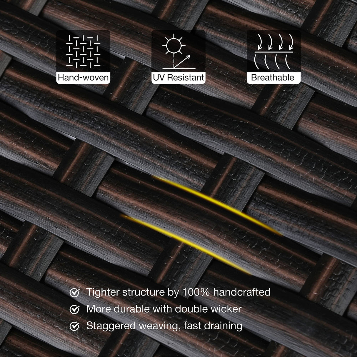 PHI VILLA 5 Piece Outdoor Dining Set with Umbrella, 37" Square Metal Dining Table & 4 Cushioned Wicker Rattan Chairs with 10ft Beige Umbrella for Patio, Deck, Yard, Porch PHI VILLA