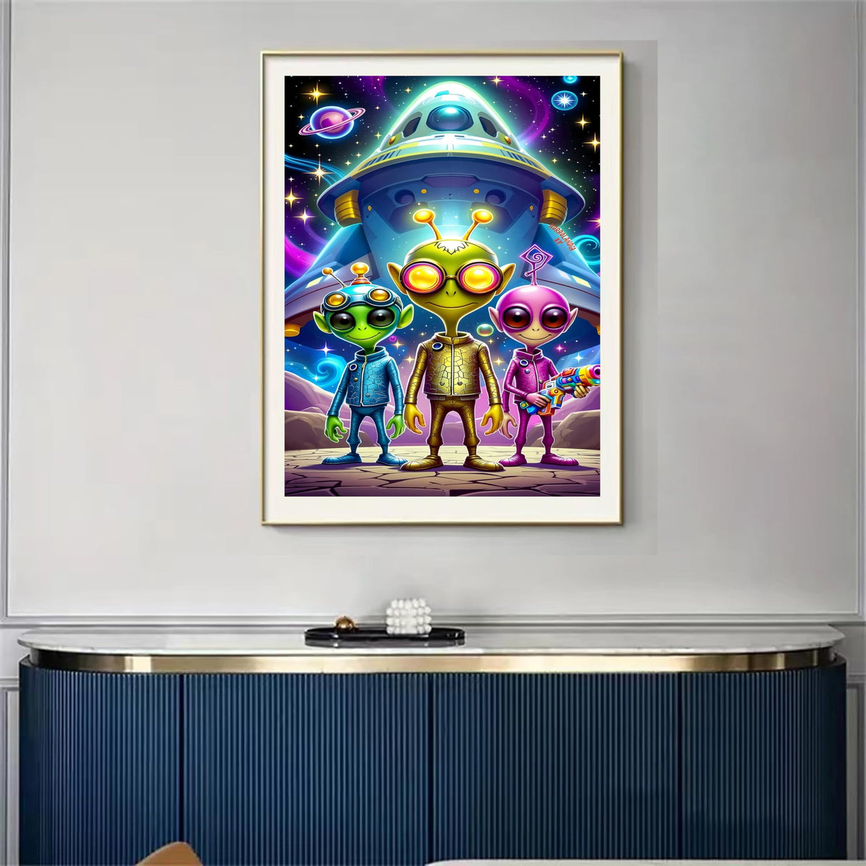 DFPSCLLA 5D Diamond Painting Kits for Adults, Alien Diamond Art Kit, DIY Full Round Drill Diamond Dot Gem Art Kits for Beginners, Home Wall Decor 12x16 Inch DFPSCLLA