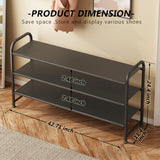 INGIORDAR Shoe Rack 3 Tier Long Storage Organizer Wide Metal Shoe Shelf for Closet Entryway Black INGIORDAR