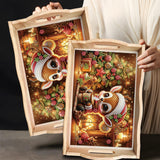 DoxQcs DIY Diamond Tray Diamond Art Painting Wooden Tray Kit, Food Tray with Handle Diamond Table Decoration Tray, for Breakfast Bar Dinner Table Diamond Dots Gem Art Set for Beginners-#30-Deer DoxQcs