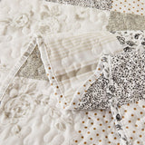 Cmfshape Summer Floral King Quilt Set,Grey Patchwork Quilts King,Reversible Quilted Bedspread with 2 Shams, Vintage Farmhouse Coverlet(Grey, King102 x90) Cmfshape