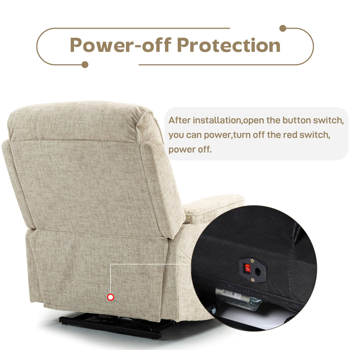 JIKFRIMA Power Lift Recliners Chairs for Elderly Adults Lay Flat Recliner with Heat & Massage, Wireless Charging Device, USB Ports, Cup Holder, Lumbar Pillow, 400Lbs (Velvet Fibric,Beige) JIKFRIMA