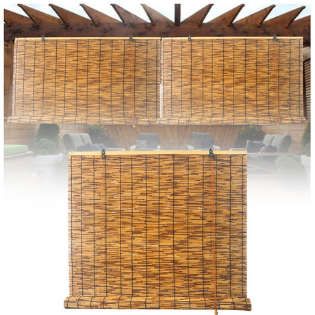 Bamboo Woven Blinds for Patio Light Filtering Bamboo Roller Window Shades 24 32 34 36 38 40 42 44 48 56 60 66 Inch Wide Cordless Roman Roll Up Reed Shades Anti-UV Bamboo Curtain(50 Inch W x 66 Inch H) KAKVSRBPER