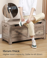 Hzuaneri 39.4" Storage Chest, Lift-Top Storage Trunk with 2 Safety Hinges, Wooden Bench Box Chest Organizer for Bedroom, Entryway, Living Room, Greige SB04505X Hzuaneri