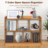 DOUSY- 35.43” Wodden Cube Shelf, 2 Tier Open Shelf Bookcases 7 Cube Bookshelf with Base, Freestanding Cube Storage Shelf Cube Bookcase Display Shelf for Bedroom, Living Room, Home Office DOUSY