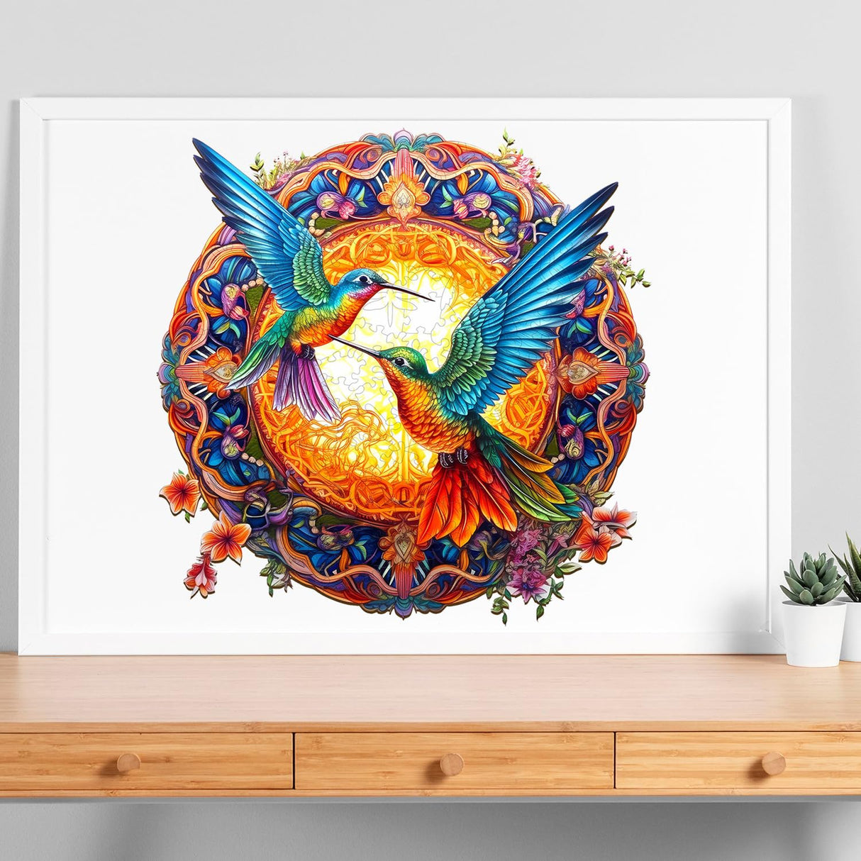 Jigfoxy Wooden Puzzles for Adults, Hummingbird Wooden Jigsaw Puzzles, Unique Animal Shape Puzzles, Christmas Thanksgiving Gifts for Family Friend(S-7.9 * 7.9in-100psc) Jigfoxy