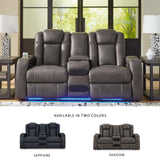 Signature Design by Ashley Fyne-Dyme Contemporary Power Reclining Loveseat with Console, USB Charging Ports and Adjustable Headrest, Gray Signature Design by Ashley