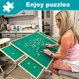 RAGOZONERY Jigsaw Puzzle Table 1500 Pieces,Adjustable Height&Up Puzzle Board with Cover and 4 Drawers,34×26in Puzzle Tables for Adults,Puzzle Board with Cover with Legs for Puzzle Doer RAGOZONERY