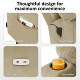 MCombo Large Triple Motor Power Lift Recliner Chair with Massage and Dual Heating, Adjustable Headrest for Tall Elderly People, Fabric 7634 (Beige, Large) MCombo