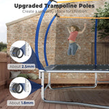 Lyromix 16FT Outdoor Rectangle Trampoline for Kids and Adults, Rectangular Trampoline with Curved Poles, Pumpkin Trampolin with Light, Sprinkler, Soccer and Storage Bag Lyromix
