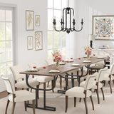 GarveeHome Farmhouse Dining Table for 6 People, 70.8-Inch Rectangular Rustic Kitchen Wood, Dining Table Table with Heavy Duty Metal Legs for Dining Room GarveeHome