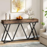 Tribesigns 55 Inch Console Table, Farmhouse Sofa Table Wood Entryway Table with Unique Metal Base, Behind The Couch Table Foyer Table, Industrial Accent Table for Hallway, Living Room, Rustic Brown Tribesigns