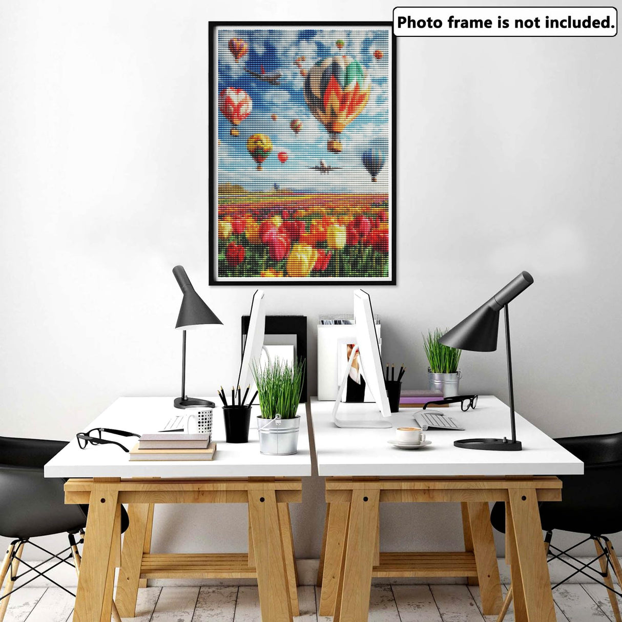 Yomiie 5D Diamond Art Kits for Adults, Airplane Balloon Diamond Painting Art Landscape DIY Full Round Drill Kits, Embroidery Rhinestone Diamond Crystal Craft Canvas Home Wall Decor 12x16 inch Yomiie