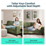 LINSY Modern Loveseat Sofa Couches for Living Room, Comfy Corduroy Sofa, Adjustable Seat Depth, Extra Deep Seats, Solid Wood Frame, Removable Cover, Love Seat Couch for Small Spaces (79inch, Green) LINSY