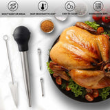 Zulay Kitchen Stainless Steel Turkey Baster for Cooking - Food Grade Metal Turkey Baster Syringe & Silicone Suction Bulb - Turkey Baster Large Size - Includes 2 Detachable Needles and Cleaning Brush Zulay Kitchen