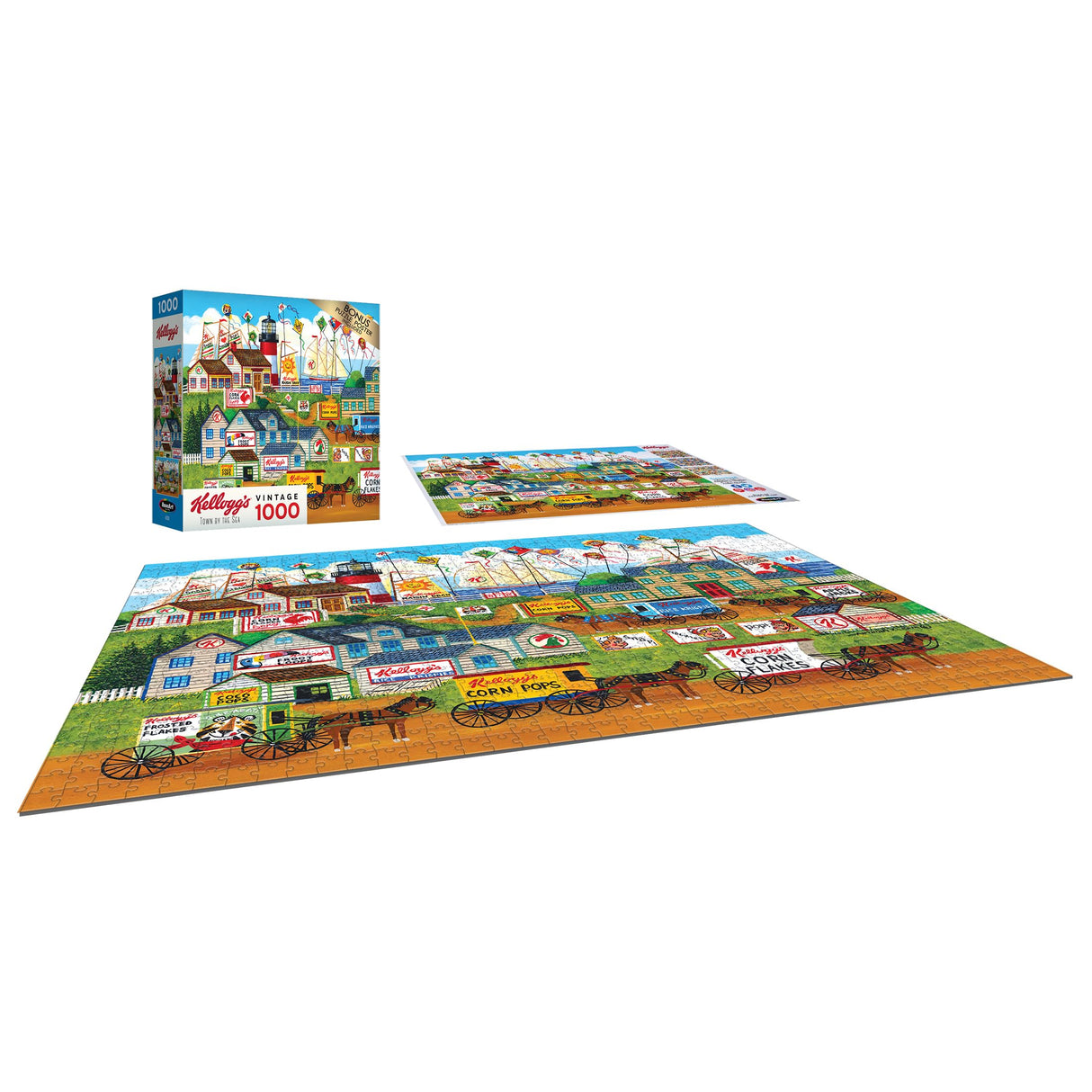 RoseArt - Kellogg's - Town by The Sea - 1000 Piece Jigsaw Puzzles for Adults RoseArt