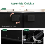 HONBAY Modular Sectional Sofa Velvet L Shaped Couch with Storage Ottoman Convertible Sectional Couch 4-Seat Sofa with Reversible Chaise, Black HONBAY