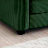 Ball & Cast 115.34" Modular Sectional Sofa Couch, Comfy Corduroy 3 Seat Upholstered Reclining Sofa-Bed w/ 5 Pillows & Removable Back Cushions for Living Room Apartment Office Small Spaces, Green Ball & Cast