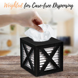Autumn Alley Barn Door Square Farmhouse Tissue Box Cover in Black and Galvanized – Farmhouse Bathroom Accessories – Rustic Bathroom Décor Tissue Holder | Wood Galvanized Tissue Box Cover Autumn Alley