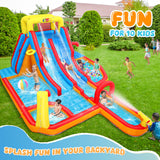 Whubefy 18Ftx14Ft Inflatable Water Slide Park Kids 3-12, Big Waterslide Bounce House with Extra Long Slides, Splash Pool, Kiddie Pool, Blow Up Water Slides Inflatables for Kids Backyard Water Fun Whubefy