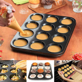 Muffin Pan, 12 Cupcake Pan, 2 Sets of Nonstick Brownie Bakeware Muffin Tin, Cupcake Tray, Baking Pan for Kitchen Oven, Black 13.9 x 10.5 x 1.2 inches Cemueo