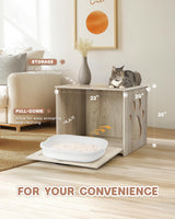 JubiNatural Cat Litter Box Enclosure, Indoor Hidden Cat Litter Box Furniture, Simple Classic Sliding Door Style Cat Litter Box Cabinet for Convenient Entry, Use As Side Table or Nightstand JubiNatural