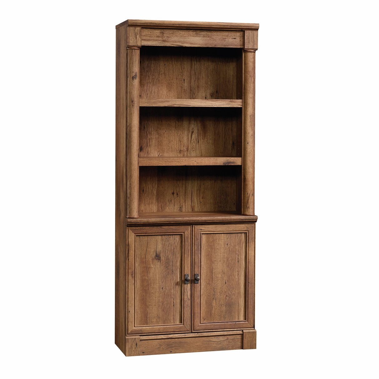 Sauder Palladia Library with Doors/Book Shelf, L: 29.37" x W: 13.90" x H: 71.85", Vintage Oak Sauder