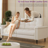 TYBOATLE 85" W White Faux Leather Sofa Couches for Living Room, Mid-Century Modern Tufted Comfy Small Loveseat w/USB and Wide Arms, 2/3 Seater Office Couch for Small Space Apartment Bedroom Furniture TYBOATLE