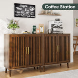 Smart FENDEE Sideboard Cabinet, 31.5" W Farmhouse Buffet Cabinet with Slatted Doors & Adjustable Shelf, Wood Coffee Bar Storage Station for Kitchen, Dining Room, Living Room, Entryway, Walnut Color Smart FENDEE