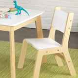 KidKraft Wooden Modern Table & 2 Chair Set, Children's Furniture, White & Natural, Gift for Ages 3-8 KidKraft